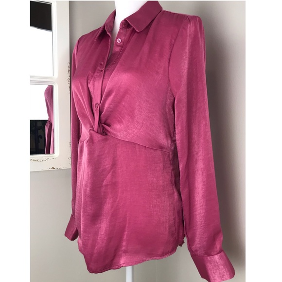 Laundry by Shelli Segal Fuschia Satin Twist Blouse NWT Size Small - Picture 11 of 12